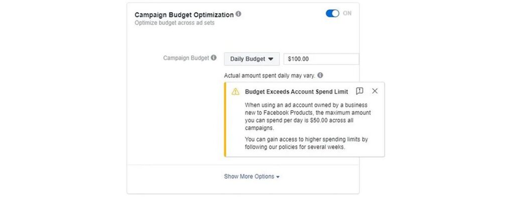 Budget Exceeds Account Spend Limit