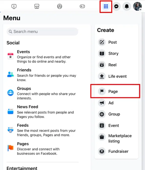 click on ‘ + Create New Page’